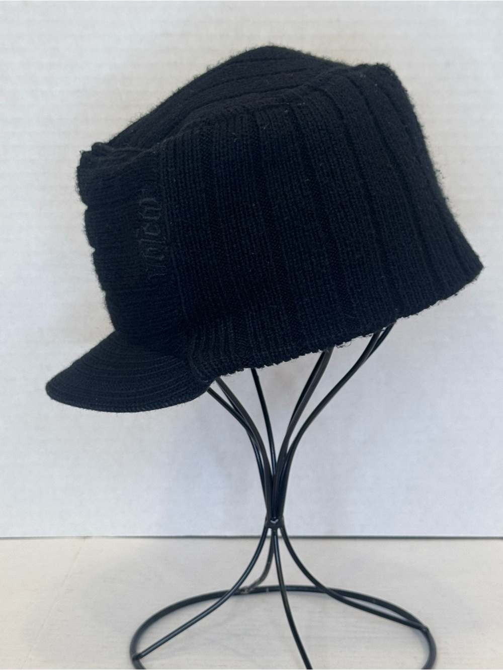 No Fear Vintage Black Knit Visor Flat-Top Beanie
